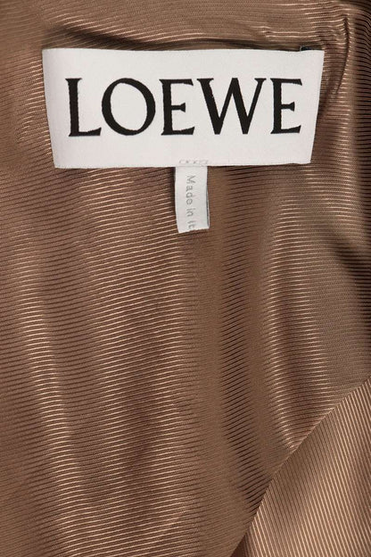 LOEWE Lama Wool Double-Breasted Coat Brown Size 46