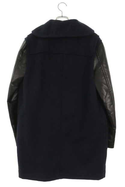 COMME des GARCONS SHIRT Faux Leather Sleeve Wool Coat Size M