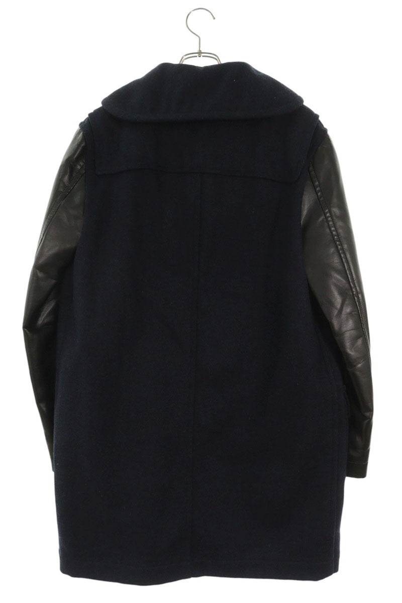 COMME des GARCONS SHIRT Faux Leather Sleeve Wool Coat Size M