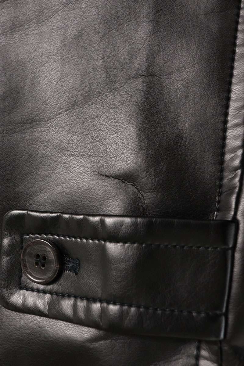 COMME des GARCONS SHIRT Faux Leather Sleeve Wool Coat Size M