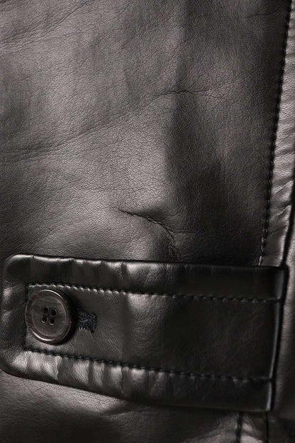 COMME des GARCONS SHIRT Faux Leather Sleeve Wool Coat Size M