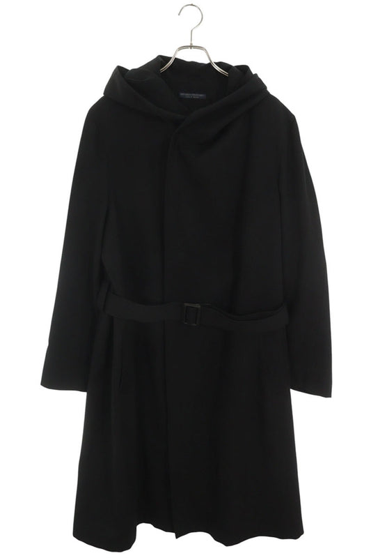 Yohji Yamamoto Black Gabardine Hooded Coat Size 1