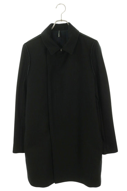 Dior HOMME Leather Trim Wool Blend Coat Black Size 46