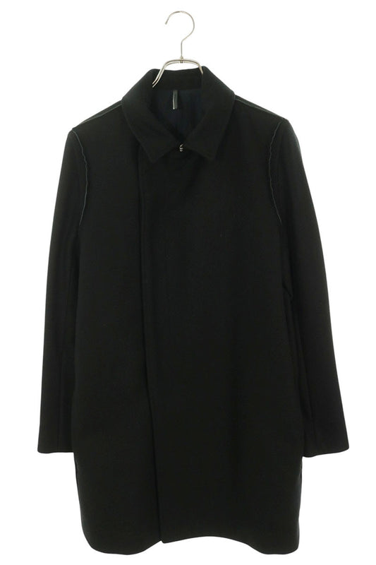 Dior HOMME Leather Trim Wool Blend Coat Black Size 46
