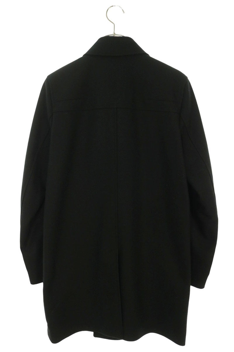 Dior HOMME Leather Trim Wool Blend Coat Black Size 46