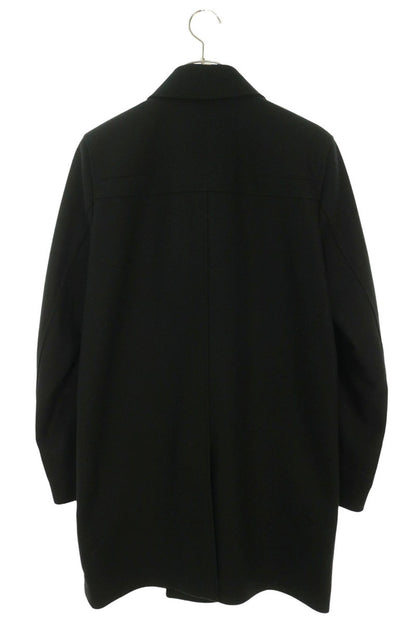 Dior HOMME Leather Trim Wool Blend Coat Black Size 46