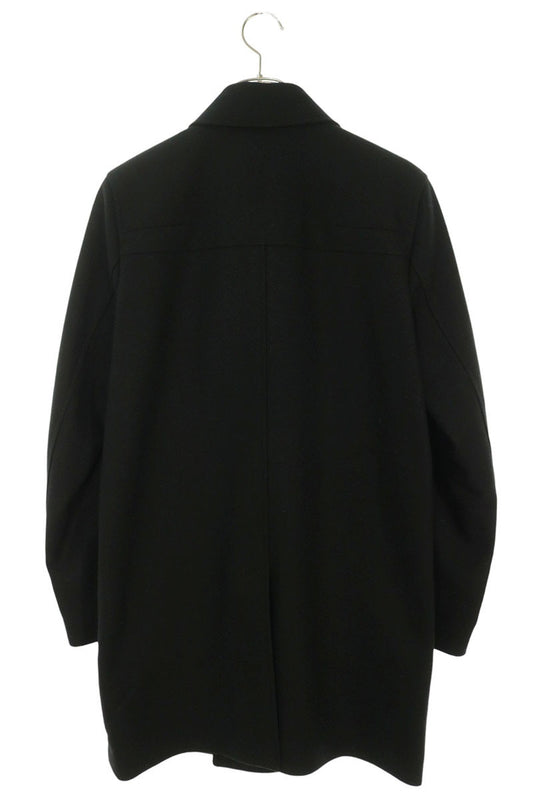 Dior HOMME Leather Trim Wool Blend Coat Black Size 46