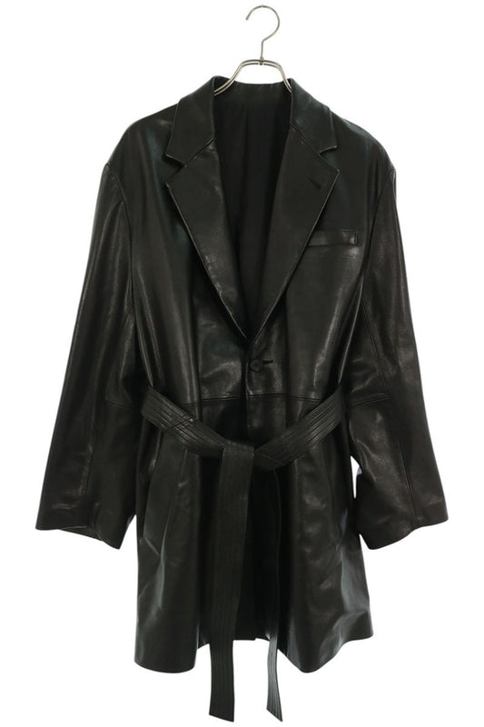 stein Lamb Leather Half Coat Black Size S