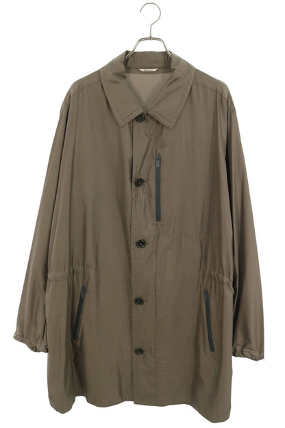 HERMES Python Drawcord Zip Nylon Coat Beige Size 58