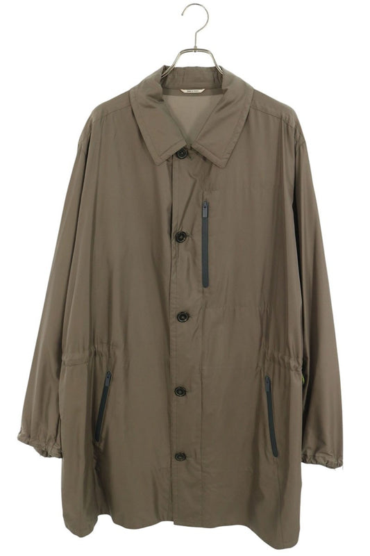 HERMES Python Drawcord Zip Nylon Coat Beige Size 58