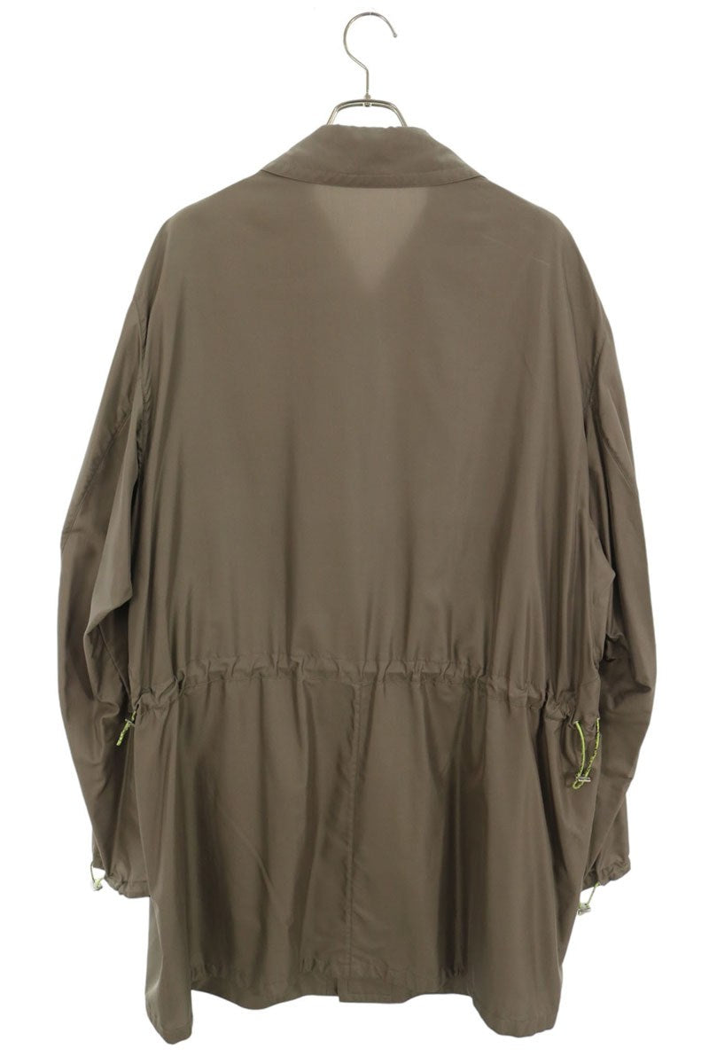 HERMES Python Drawcord Zip Nylon Coat Beige Size 58