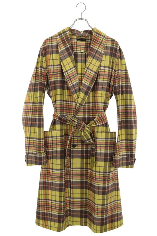 PRADA Yellow Check Cotton Coat Size M