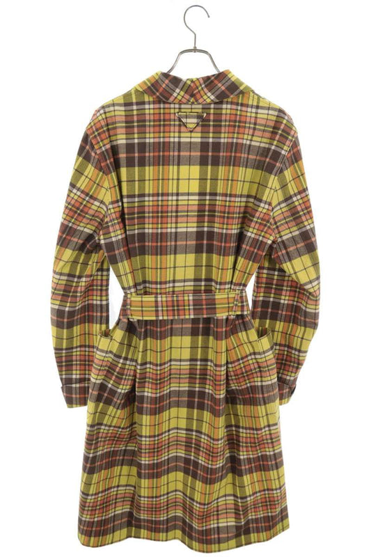 PRADA Yellow Check Cotton Coat Size M