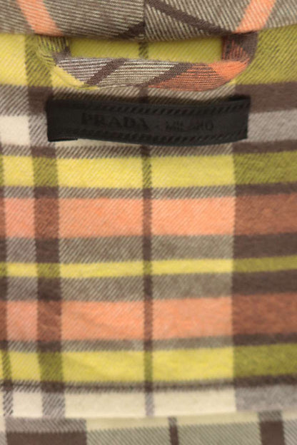 PRADA Yellow Check Cotton Coat Size M