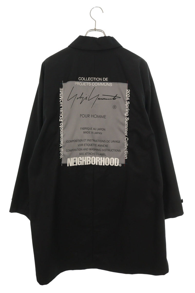 NEIGHBORHOOD x YOHJI YAMAMOTO POUR HOMME 24SS Back Logo Coat Black Size M