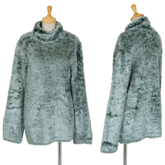 JUNIOR GAULTIER Faux Fur High Neck Sweater Green Size 40