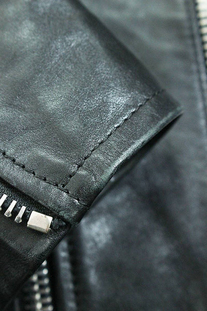 Saint Laurent Paris Classic Leather Jacket Black x Silver Size XS