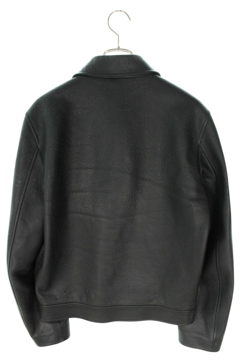 LOUISVUITTON 22AW Damier Spread Leather Jacket Black Size S