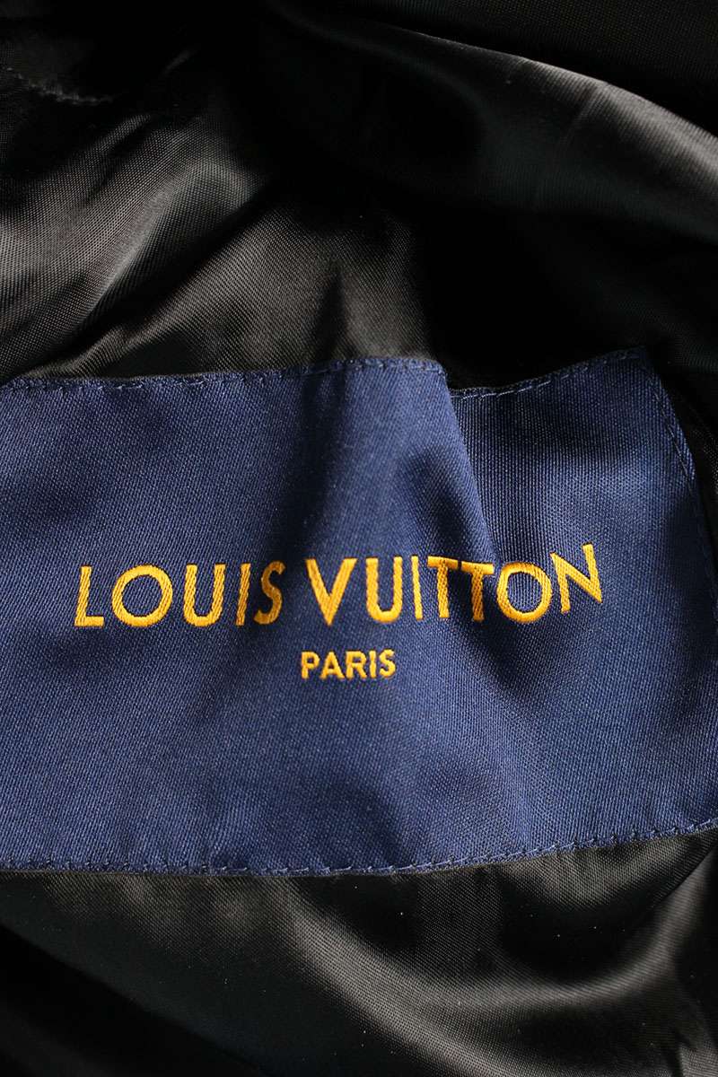 LOUISVUITTON 22AW Damier Spread Leather Jacket Black Size S