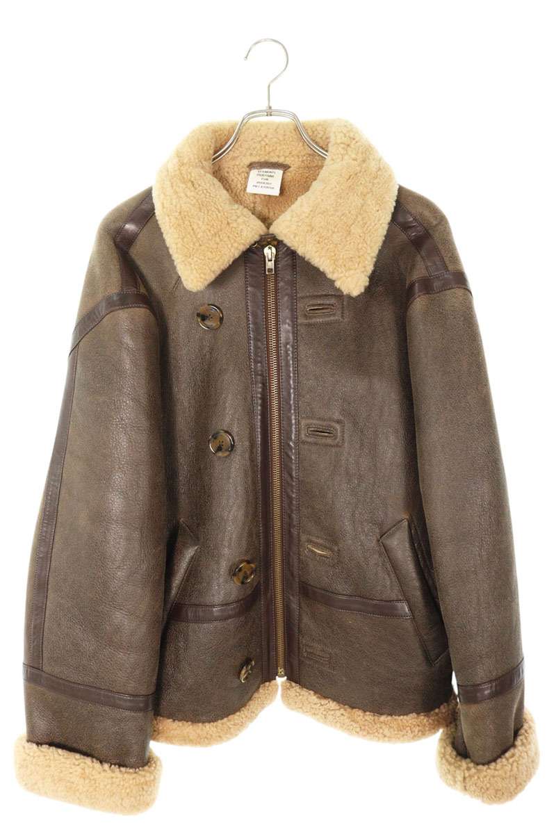 VETEMENTS Brown Shearling Leather Jacket Size S