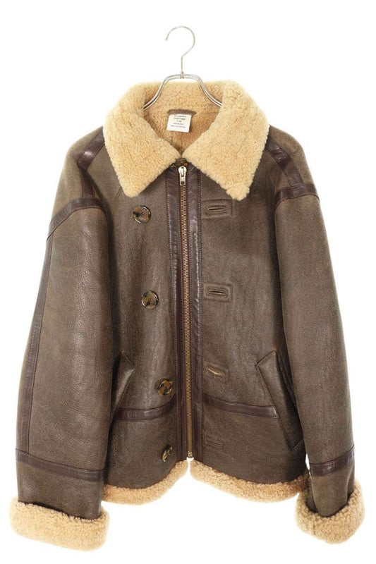 VETEMENTS Brown Shearling Leather Jacket Size S