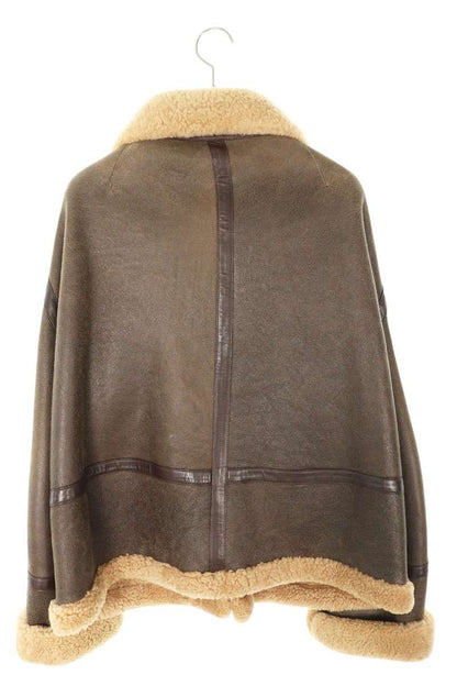 VETEMENTS Brown Shearling Leather Jacket Size S