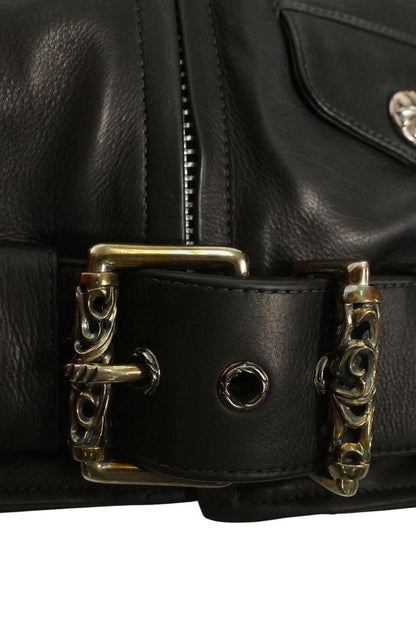 Chrome Hearts JJ DEAN Dagger Zip Riders Leather Size S
