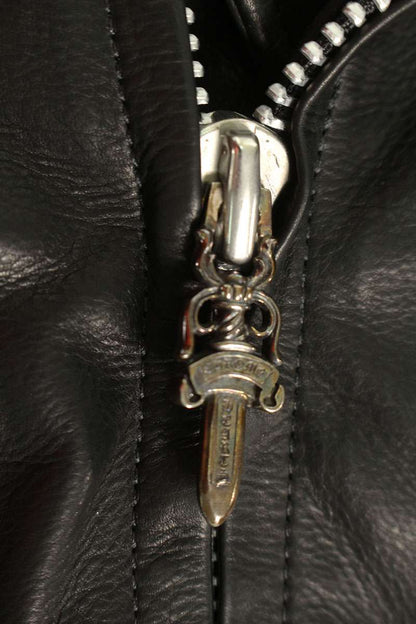 Chrome Hearts JJ DEAN Dagger Zip Riders Leather Size S