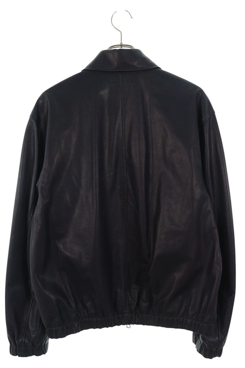 LOUISVUITTON LV Zip Design Cowhide Leather Jacket Size M