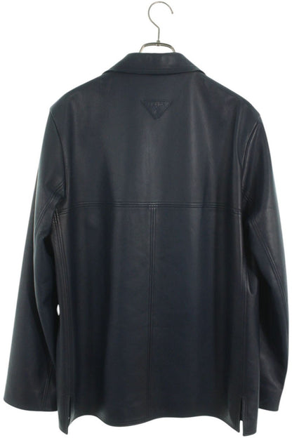 Prada Leather Jacket Blue Size M