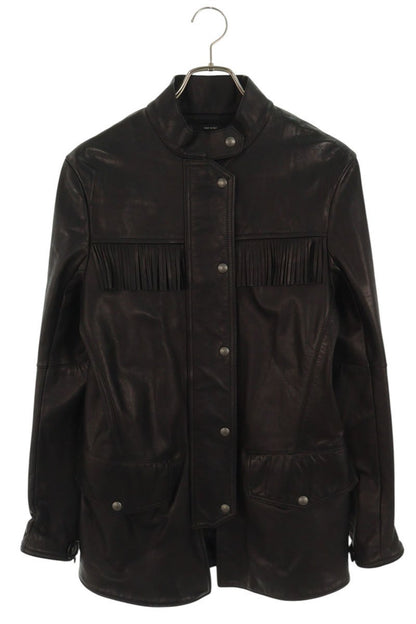 TOMFORD Fringe Calf Leather Jacket Black Size XS