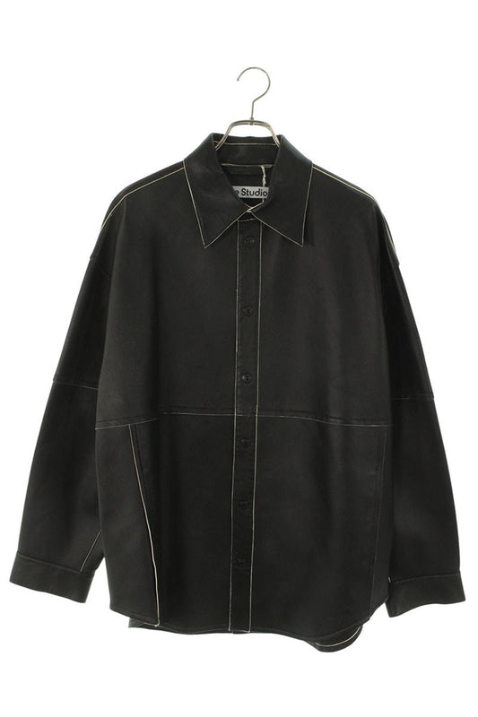 ACNE STUDIOS Lamb Leather Shirt Jacket Black Size S