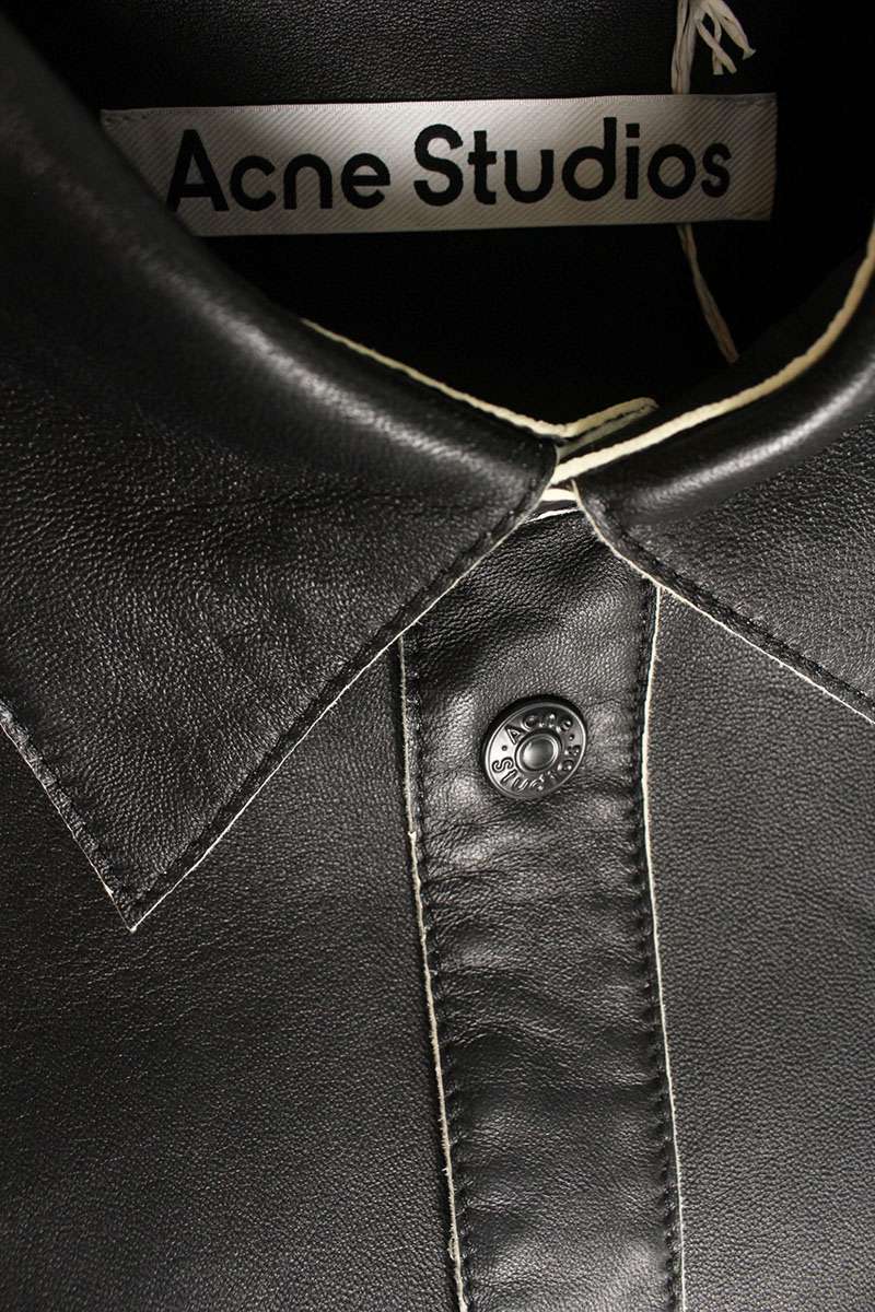 ACNE STUDIOS Lamb Leather Shirt Jacket Black Size S