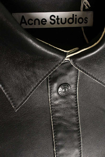 ACNE STUDIOS Lamb Leather Shirt Jacket Black Size S