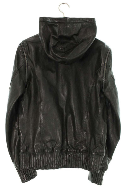 Isamu Katayama Backlash Leather Hooded Jacket Black Size M