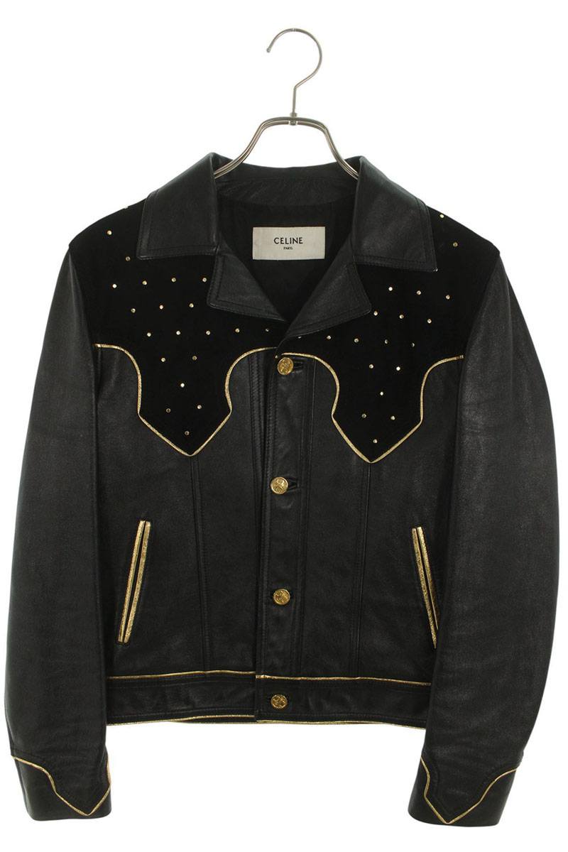 CELINE Western Studs Lamb Leather Jacket Black Size XS