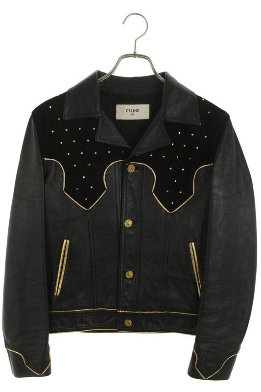 CELINE Western Studs Lamb Leather Jacket Black Size XS