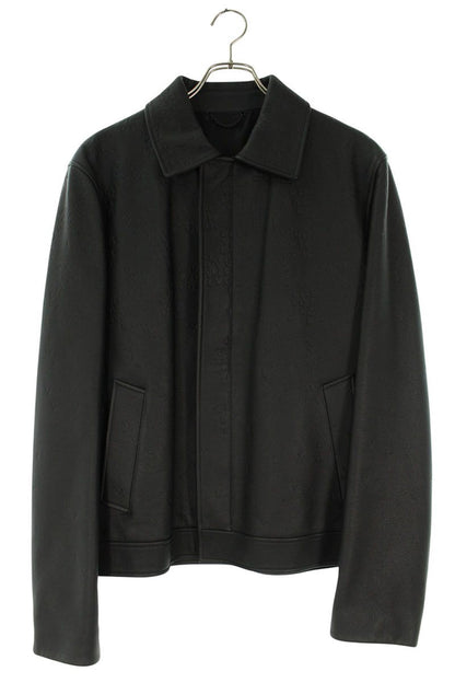 LOUISVUITTON 22AW Damier Spread Leather Jacket Black Size L