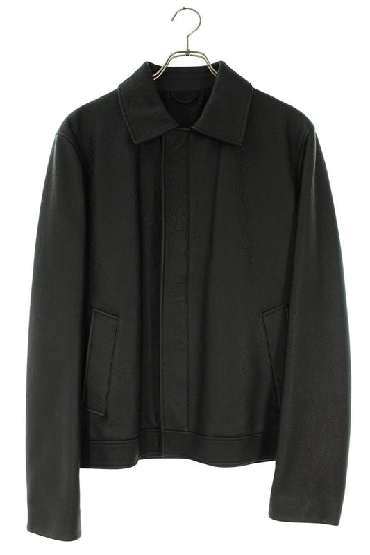 LOUISVUITTON 22AW Damier Spread Leather Jacket Black Size L