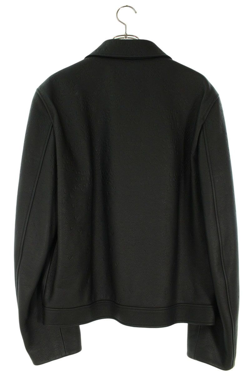 LOUISVUITTON 22AW Damier Spread Leather Jacket Black Size L