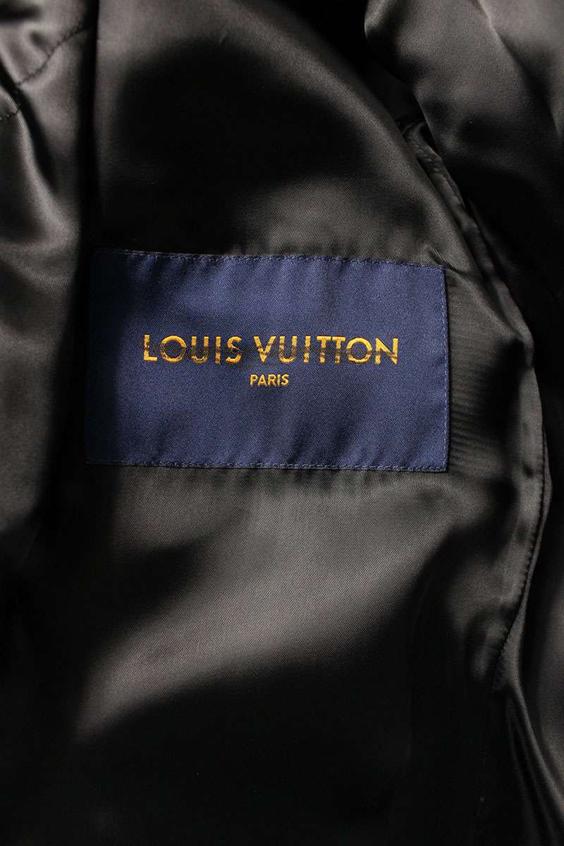 LOUISVUITTON 22AW Damier Spread Leather Jacket Black Size L