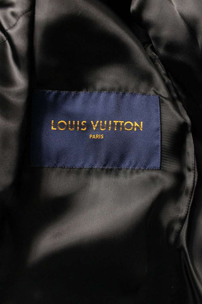 LOUISVUITTON 22AW Damier Spread Leather Jacket Black Size L