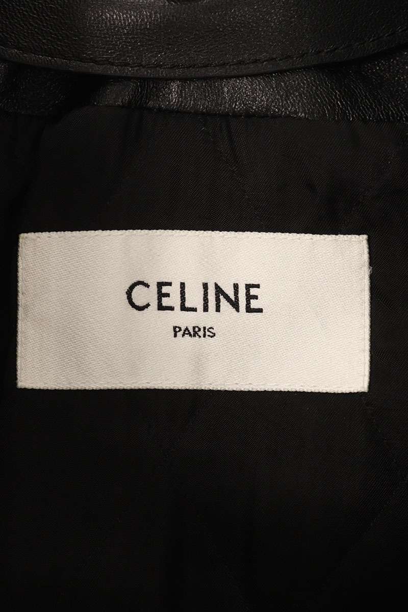 CELINE Fur Aviator Leather Jacket Black Size 48