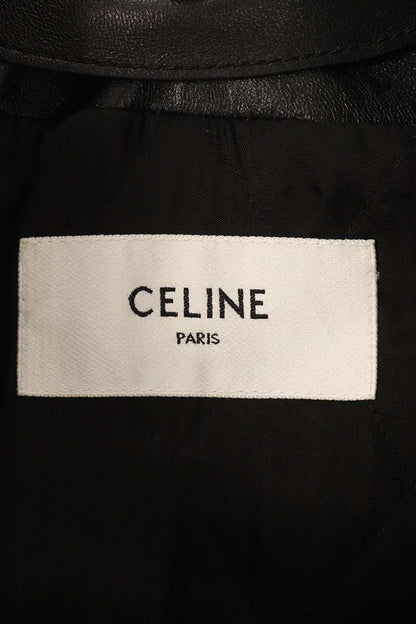 CELINE Fur Aviator Leather Jacket Black Size 48