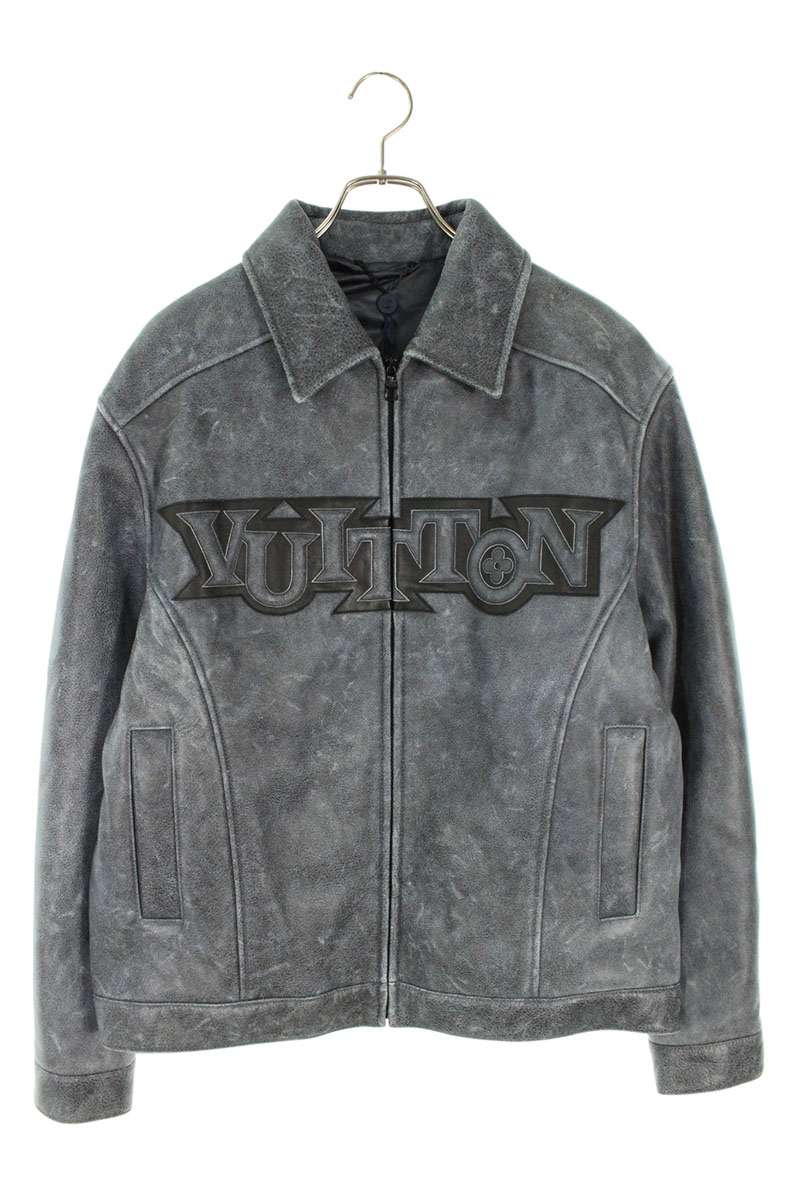 LOUISVUITTON 23SS Logo Patch Varsity Leather Jacket Size L