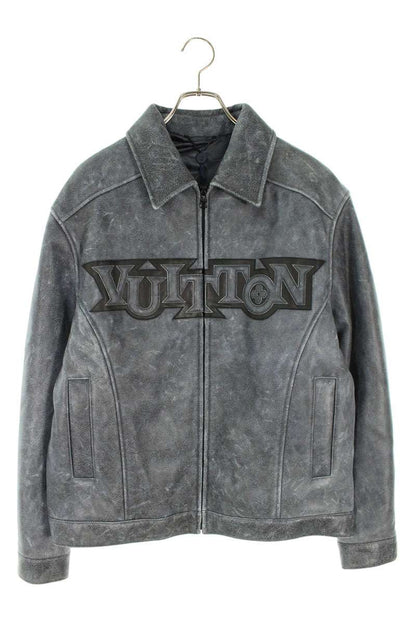LOUISVUITTON 23SS Logo Patch Varsity Leather Jacket Size L