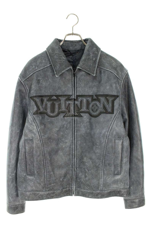 LOUISVUITTON 23SS Logo Patch Varsity Leather Jacket Size L