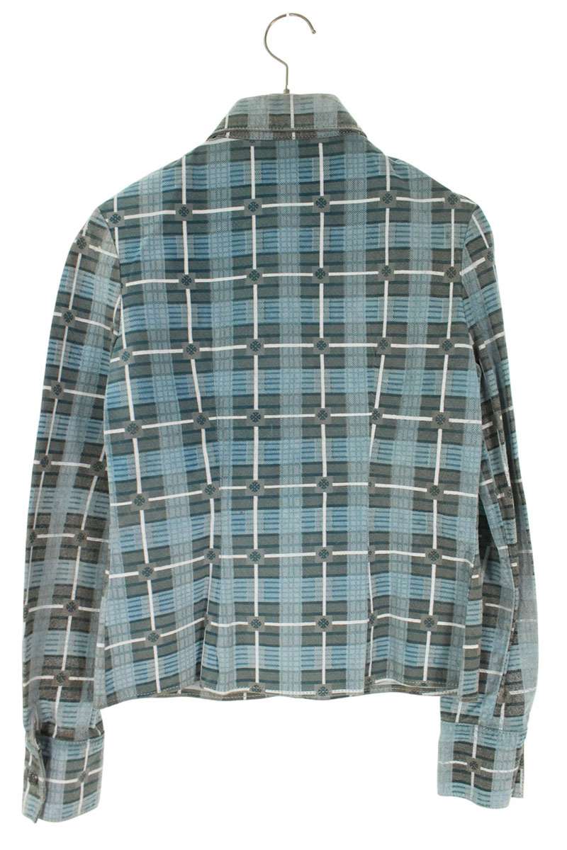 Chrome Hearts Check Pattern Leather Jacket Blue Size XS