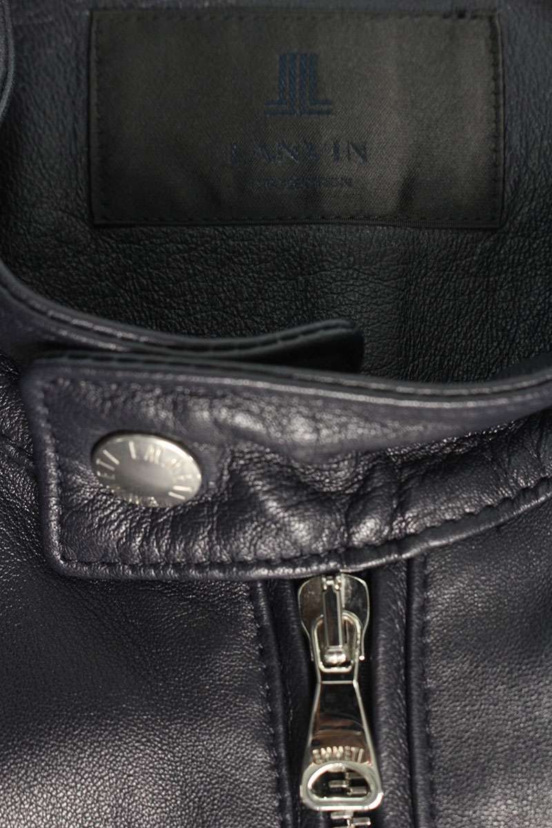 LANVIN COLLECTION Padded Lamb Leather Riders Jacket Size M