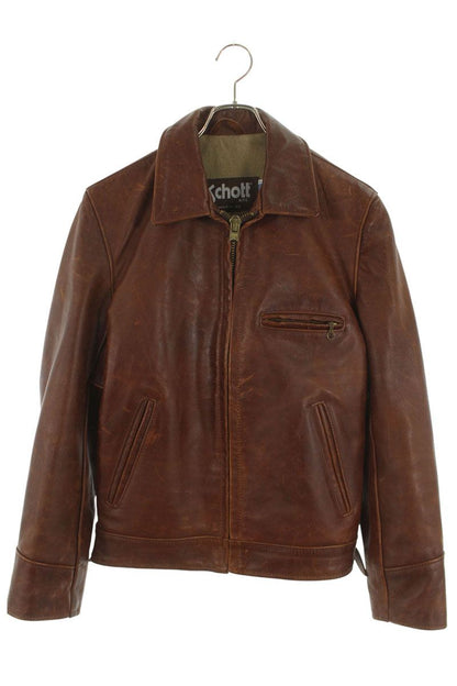 schott Single Rider's Leather Jacket Brown Size 36